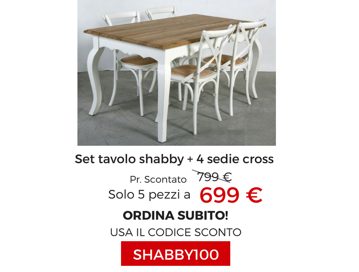tavolo + 4 sedie shabby INVAR17