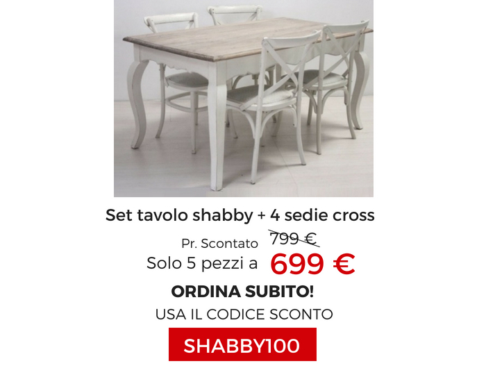 Set tavolo + 4 sedie shabby INVAR17W