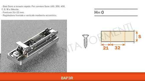 BAP3R09 - base Salice a scatto in linea regolabile H0