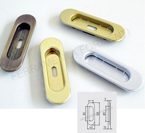 recessed sliding door handle Ghidini with key hole - made of brass - select color