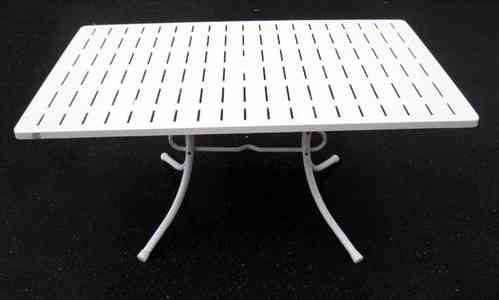 Iron rectangular garden table, white