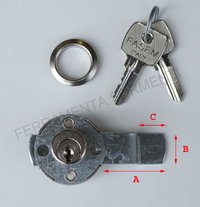 Nickel cylinder lock diam. 17 mm with bent deadbolt  for cabinet door - FASEM 81A