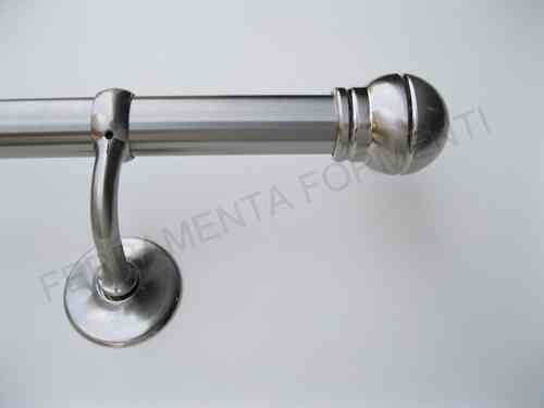 stainless steel handrail diameter 32 mm, pipe AISI 304, brackets and caps of zamak nikel mat, cm 100