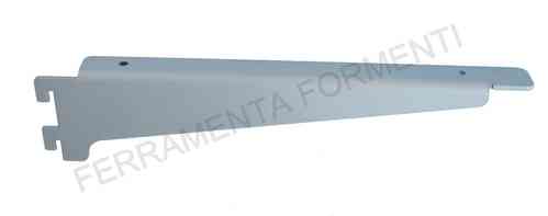 A pair of shelf brackets for rack item 010142-010108, made of silver painted iron, choose size