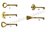 Brass key for furniture lock, with pin hole, useful length 45mm