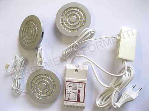 3 x 2 watt recessed spot led with transformer and wiring, color silver