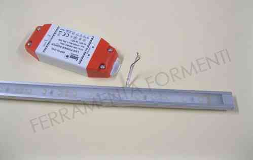 aluminium led lamp 9,6 watts, 2 meters long with touch switch and power supply