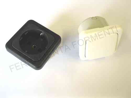 Recessed switch / socket for cabinet,  big squared model, white or black