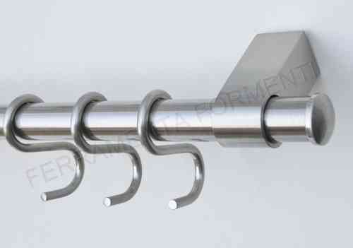 Barra de cocina porta accesorios para pipas cucharas colgantes 16mm - NÍQUEL SATINADO