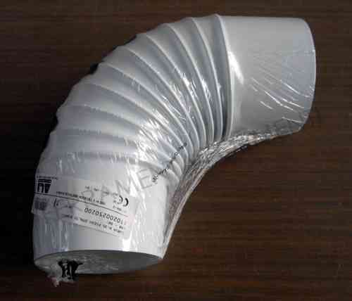 Gomito, curva 90 gradi diametro 10 cm in ferro porcellanato bianco