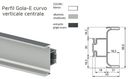 DOUBLE VERTICAL GOLA handle profile for kitchen cabinet, 235 cm long, choose color