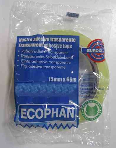 Transparent adhesive tape Eurocell ecophan 19 mm x 66 meters, 1 roll, solvent free