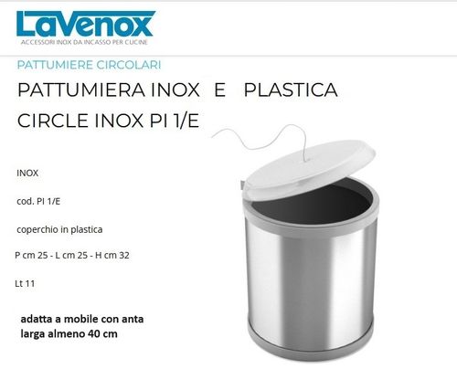 INOX-moplen dustbin to be fixed to the kitchen door, opens / closes with the movement of the door