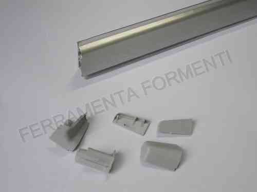 Backsplash edge profile for kitchen cabinet in ALUMINUM coated PVC, cm 195 + accessories