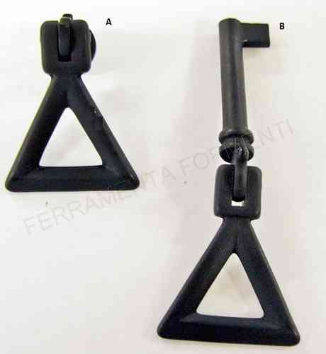 Pomolo pendente o chiave per mobile, in ottone colore nero opaco, stile svedese, scandinavo