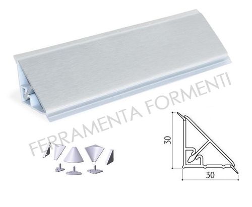 Backsplash with triangular kitchen top edge 30x30 mm in ALUMINUM coated PVC, 195 cm + accessories