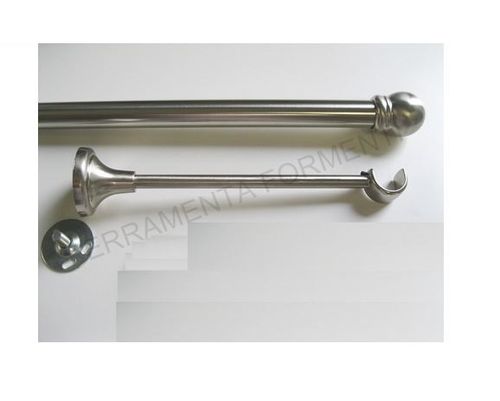 STAINLESS STEEL curtain rod diameter 22mm, with  brackets and round finals, nikel satin