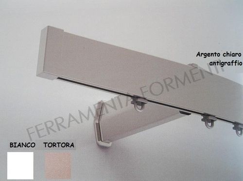 Binario per tende in alluminio 40x10mm, movimento manuale, a parete supporti 143mm PRODOTTO ITALIANO