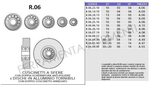 Ball bearing for cutters with double dust shield, made in Italy, choose size