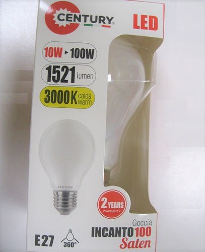 LED light glass bulb 10 W, A++ 1521 lumens, warm light 3000K, great attack E27, 230V