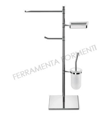 Free standing pole with soap, toilet roll and brush holders, towel holder cm 30, Valli Cut P 6168