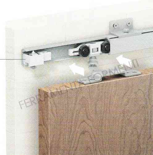 soft closing track for wooden sliding door with fittings, cm.190 - 80kg - 1 BRAKE shock absorbers