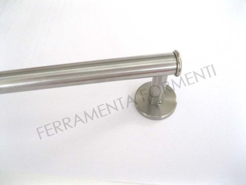 Brushed stainless steel towel rail for bathroom, diameter 1,5cm, holes 44,5cm, Made in Italy
