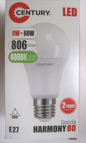 LED light bulb 9W, natural light 4000K, great attack E27, lumen 806, A+