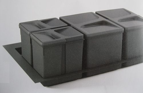 Ecological bin for kitchen drawer, buckets 266 mm high, 482mm depth, choose width