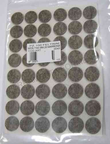 Feltrini di lana marroni diametro 17 mm - pezzi 100