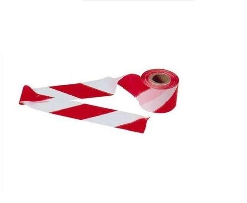 SIGN TAPE striped White / Red, roll 200 meters, spacing, construction site
