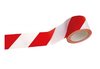 CINTA DE SEÑAL ADHESIVA con rayas blancas / rojas, h.5cm, rollo de 33 mt, espaciado, piso