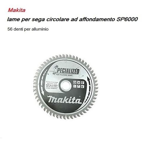 MAKITA B-09307, hoja de sierra circular SP6000j, 165 mm de diámetro, orificio de 20 mm, aluminium