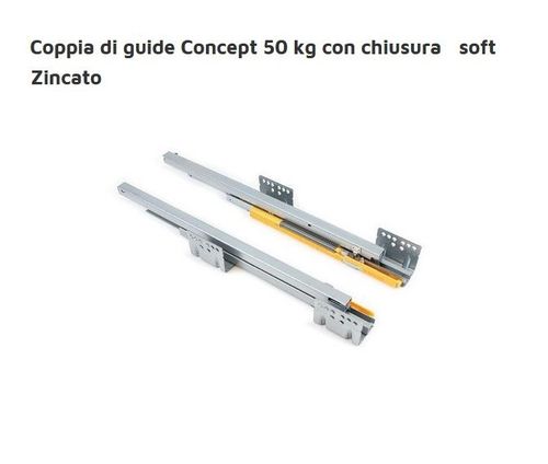 Guide di ricambio per cassetto Emuca Concept, ammortizzate, lunghezza 50cm, portata 50kg