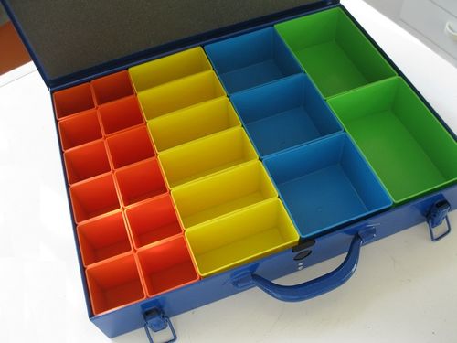 Metal small parts box, with trays.