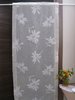 Pair of beige window curtains with printed white flowers, 60 x h.240 cm