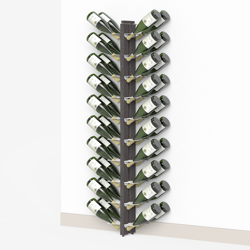 Zia Gaia | Wall bottle rack wall with double front shelves | h 150 cm | black