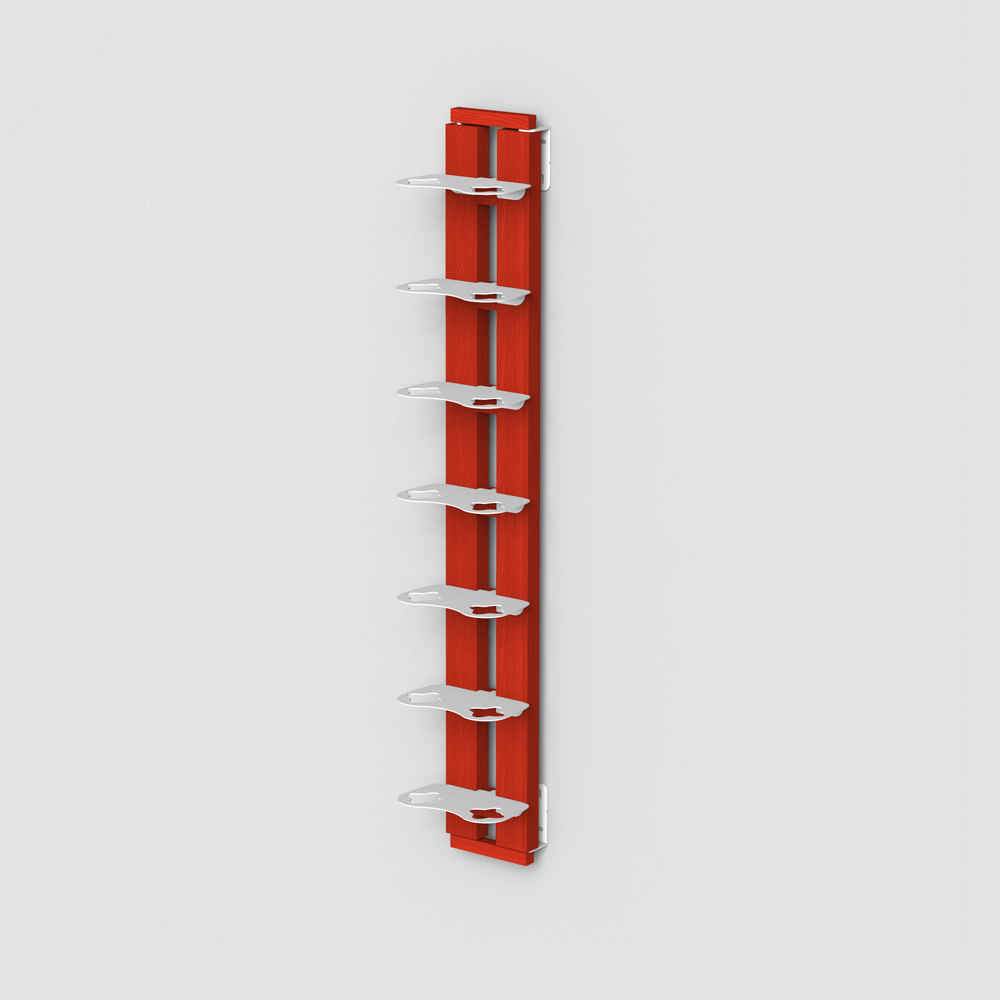 Zia Gaia | Wall hung bottle rack with single shelves | h 105 cm | red