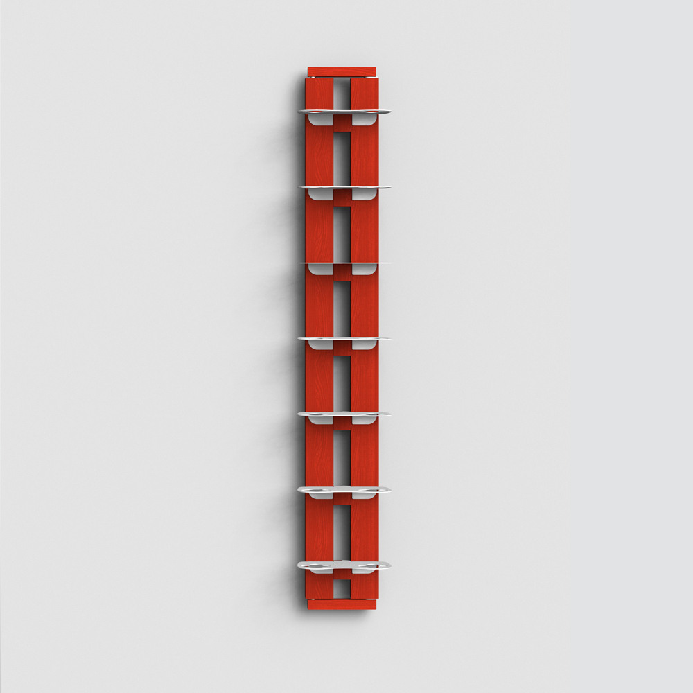 Zia Gaia | Wall hung bottle rack with single shelves | h 105 cm | red