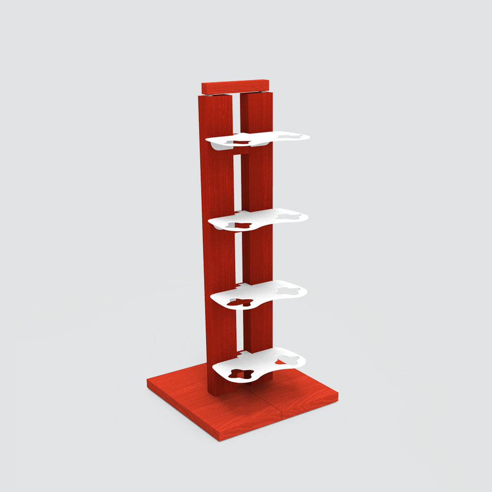 Zia Gaia | Column bottle rack with single shelves | h 60 cm | red