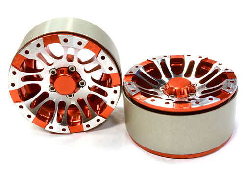 Billet Machined 8 Spoke Type DT Off-Road 1.9 Size Wheel (2) for Scale Crawler C26177RED