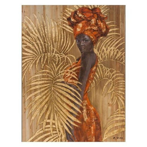 Dipinto donna africana su legno