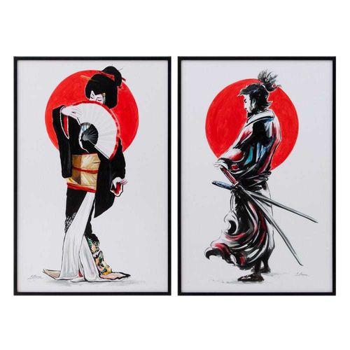 Set 2 quadri orientali samurai