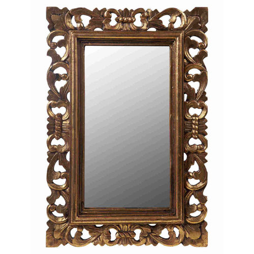 Specchio legno intarsiato dorato