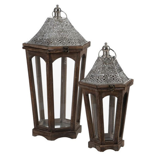 Set 2 lanterne medioevali legno