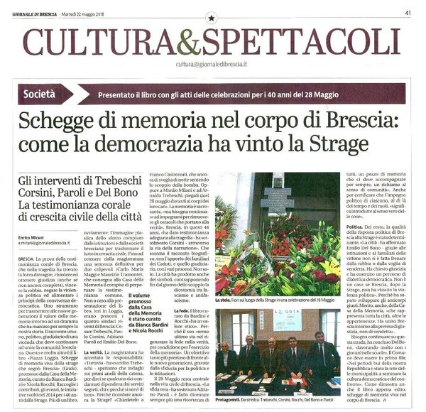 Giornale di Brescia - 22 maggio 2018\\n\\n28/05/2018 11.18