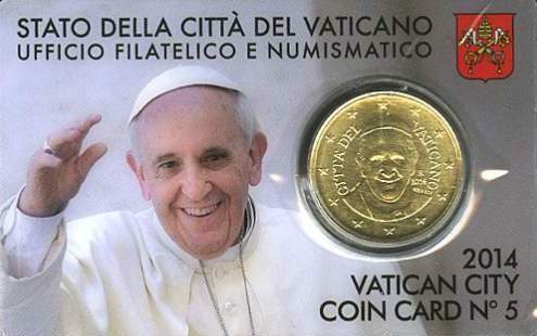 Vatican Coincard 50 cents Year 2014 Pope Francis
