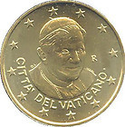50 Cent Vatikan 2010 Münze Papst Benedikt XVI
