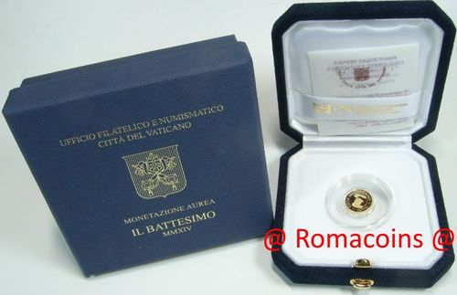 10 Euros Vaticano 2014 Moneda Oro Proof Bautizo