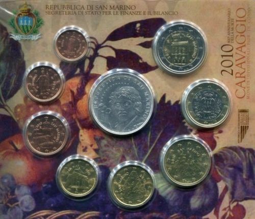 San Marino Kms 2010 Kursmünzensatz Euro Stempelglanz Caravaggio